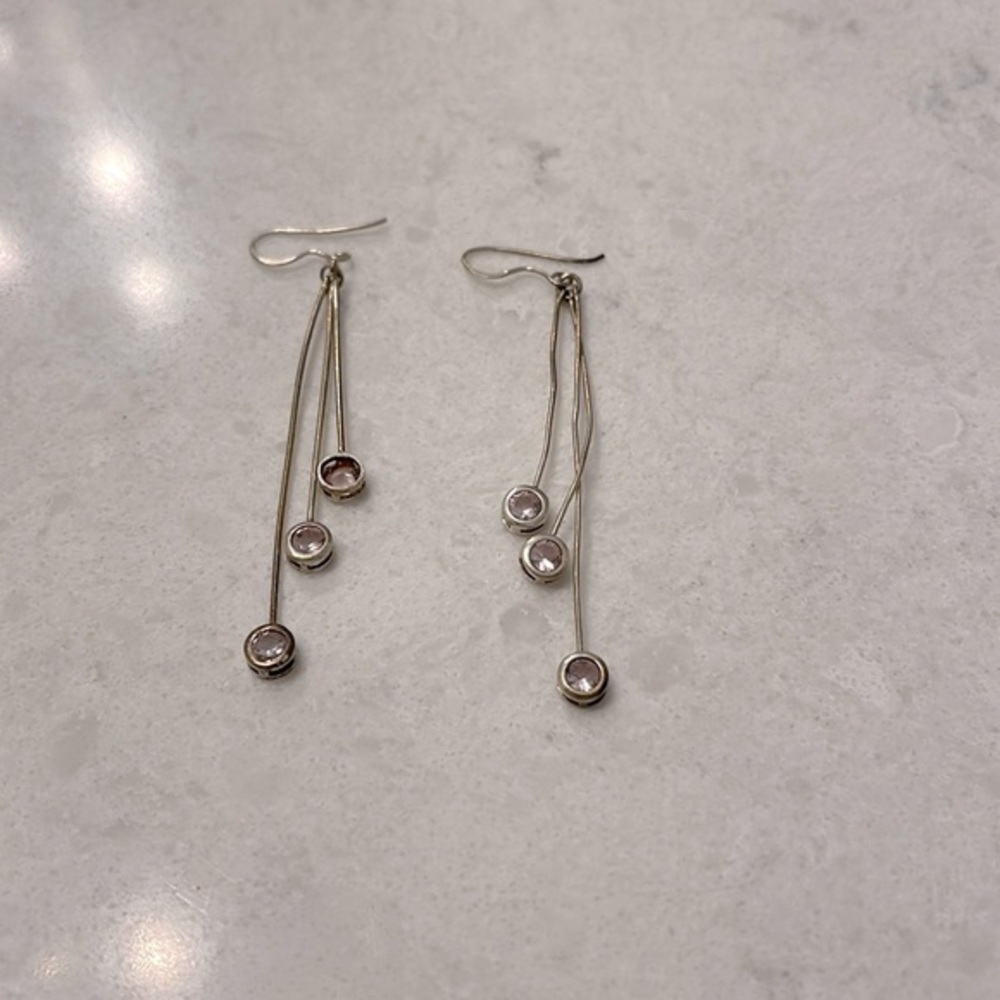 Silver with pink stone costume jewelry earrings